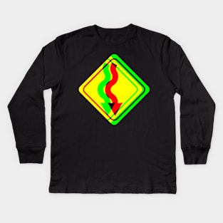 Winding Road Psychedelic Road Sign Kids Long Sleeve T-Shirt